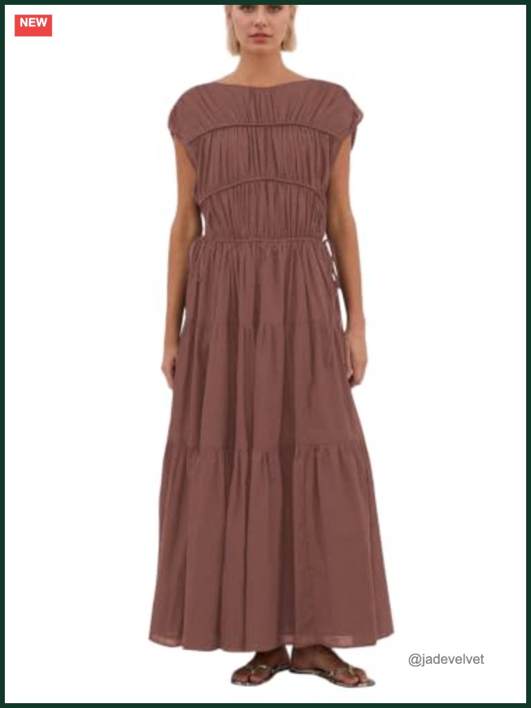 Cotton Sleeveless Tiered Ruffle Hem Maxi Dress Flowy A-Line Summer